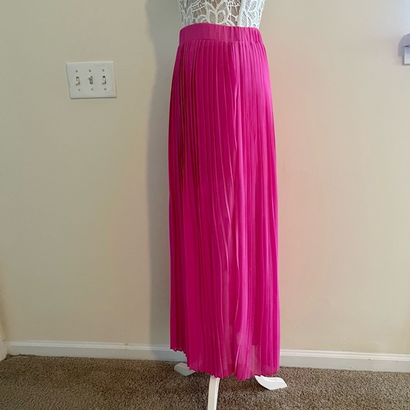 pleated maxi skirt fuchsia bright pink color Barbie style size S-M - Picture 6 of 10